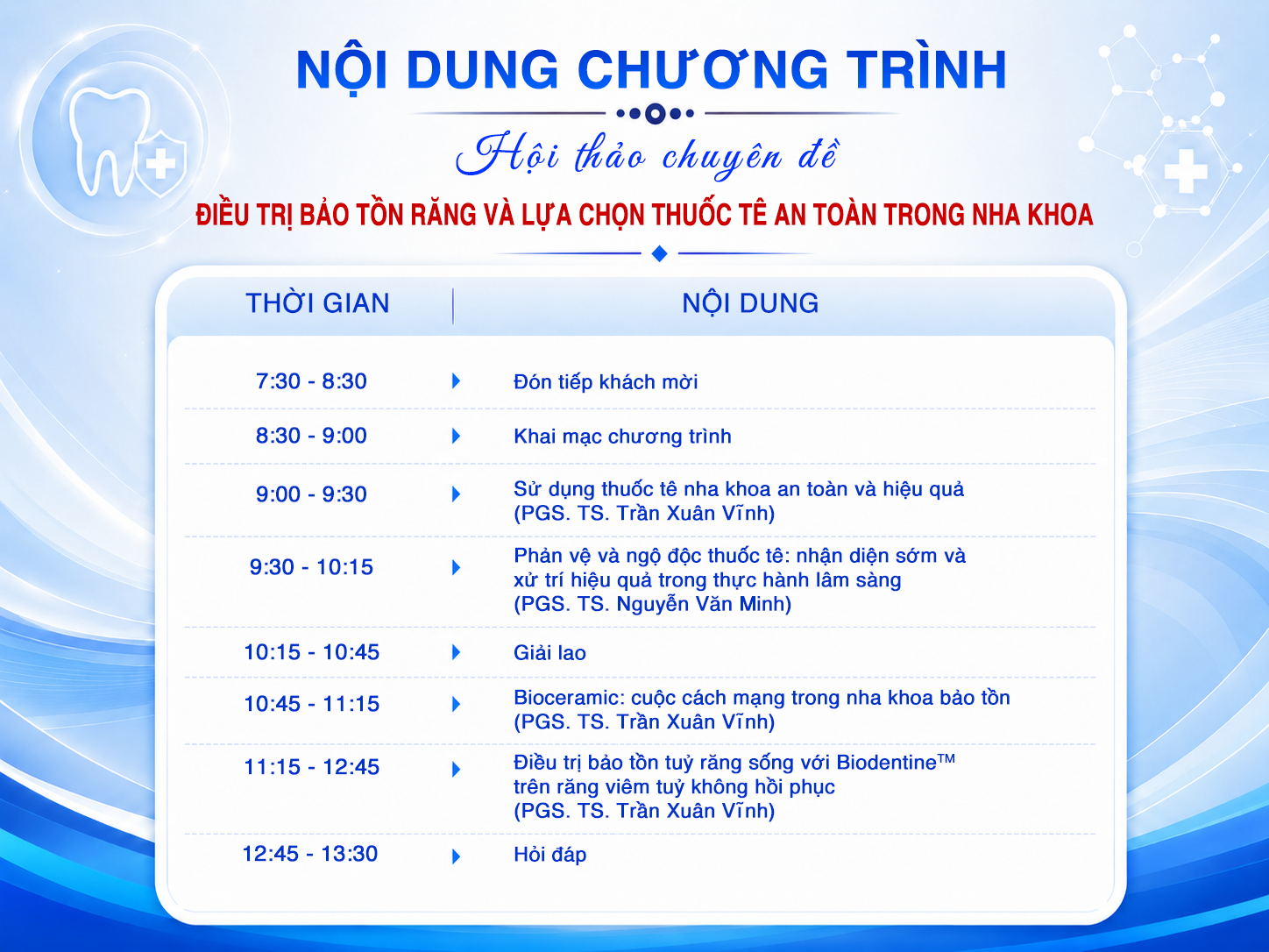 Hội thảo chuyên đề tại Huế: Điều trị bảo tồn răng và lựa chọn thuốc tê an toàn trong nha khoa